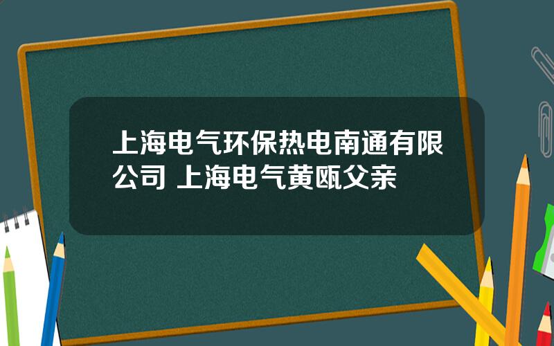 上海电气环保热电南通有限公司 上海电气黄瓯父亲